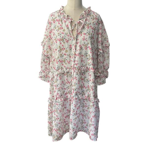 ASOS Influence Pink and Green floral tiered  Mini Sundress NEW Size 16 - Picture 9 of 9